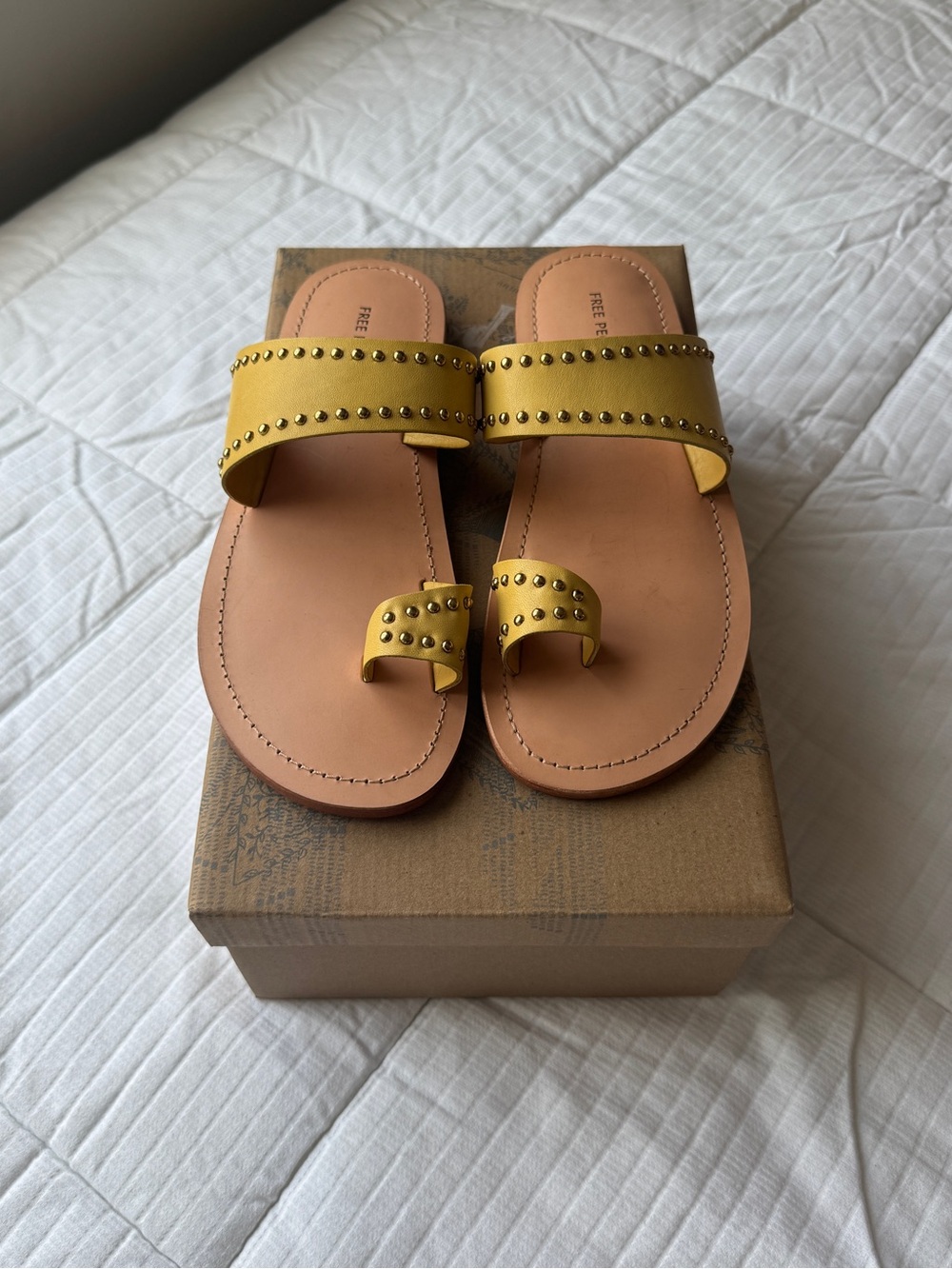 Free People Amelie yellow leather sandals, size 7 - Picture 1 of 11